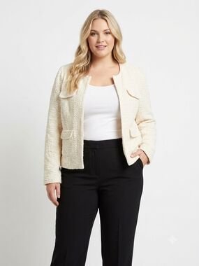 XL Revolution Cream Bouclé Cropped Jacket Blazer